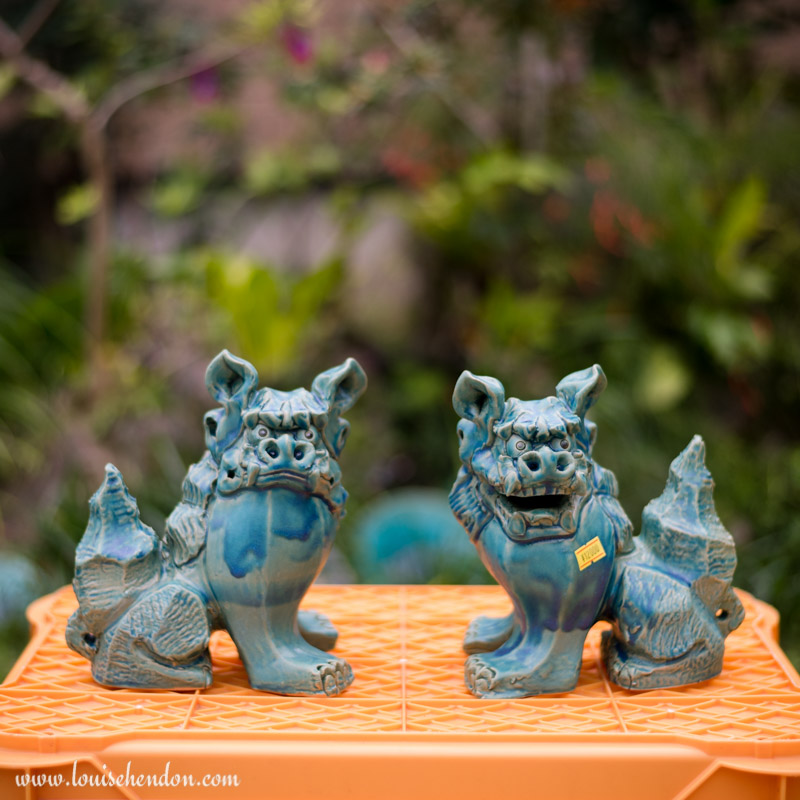 shisas lion dog statues yomitan pottery village okinawa japan