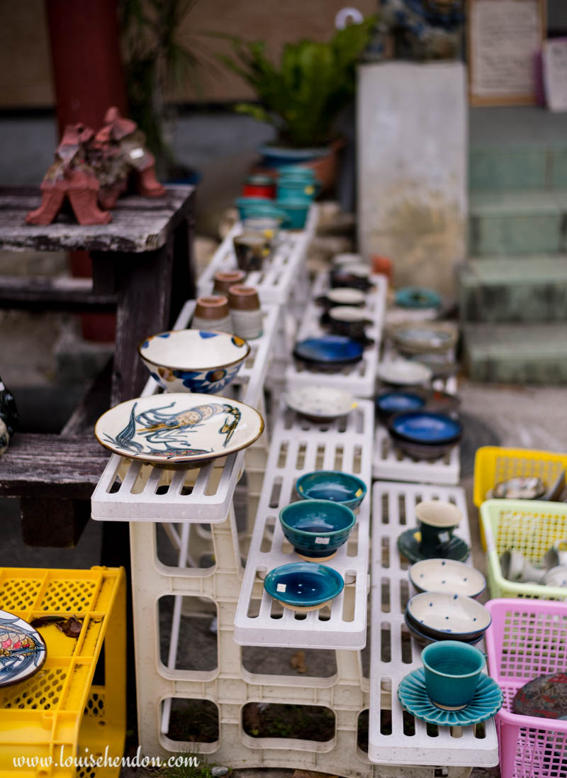plates and cups yomitan pottery village okinawa japan